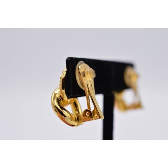 Christian Dior Vintage Crystal Clip On Earrings Linked Gold Signed 1980s BinH - Picture 7 of 12